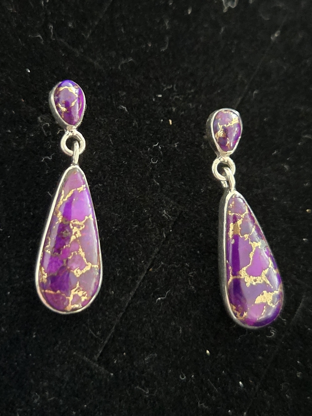 Purple Mojave Copper Turquoise Tear Drop Earrings